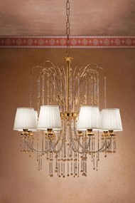 Lampadario 8 luci  dorato e cristallo - 400/8 - Royal Crystal - Arredoluce Oro 24 kt