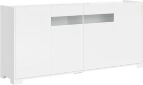 Madia in legno Bianco Lucido ROJAS a 4 ante con inserto in vetro Fumč 172 cm
