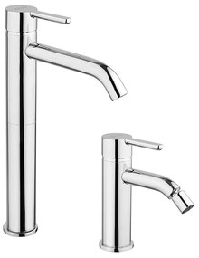 Set miscelatori lavabo alto + bidet Jacuzzi   rubinetteria Sunset ottone cromato per piletta click clack