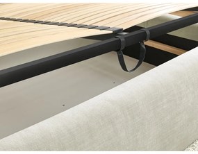 Letto matrimoniale imbottito beige con contenitore con griglia 160x200 cm Vernon - Bobochic Paris