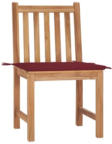 Sedie da giardino 2 pz con cuscini in legno massello di teak