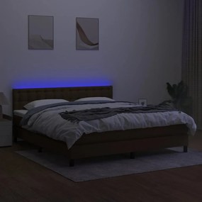 Letto a molle materasso e led marronescuro 180x200cm in tessuto