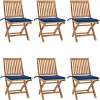 Sedie da Giardino Pieghevoli con Cuscini 6 pz Massello di Teak 3072844