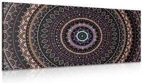 Quadro su tela – Mandala con motivo solare in sfumature viola
