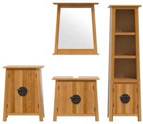 Set mobili da bagno 4 pz in legno massello di pino