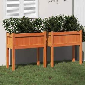 Fioriere Da Giardino 2pz Gambe Marrone Cera Legno Massello Pino /