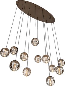 Lampadario di design bronzo scuro con vetro trasparente 12 luci - Inge