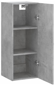 Mobile a Parete Grigio Cemento 34,5x34x90 cm Legno Multistrato