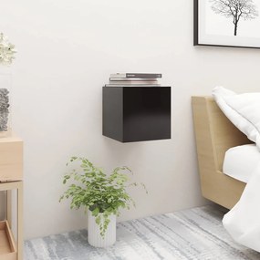 Comodino Nero 30,5x30x30 Cm İn Legno Multistrato /