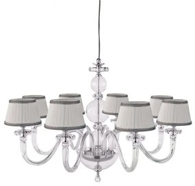 Lampada a sospensione BACH con paralume in vetro trasparente 8 LUCI D84 cm CROMO