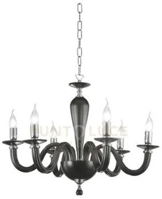Lampadario ravel 12 luci attacco e14 nero e cromo d.82cm