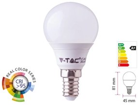 Lampada A Led E14 CRI 95 P45 5,5W 470LM Freddo 6400K Forma Sfera Bulbo Pallina SKU-7490