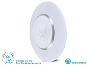 Plafoniera A Led Da Soffitto CCT 3 in 1 Rotonda 60W D500mm Effetto Stellato Cristallo Con Telecomando Incluso SKU-14621