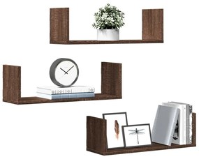 Mensole Da Parete 3pz Rovere Marrone 58x18x18 Cm İn Truciolato /
