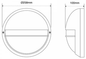 Plafoniera da Esterno E27 Nera, IP54, Ø258mm Colore Nero