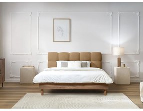 Letto matrimoniale imbottito beige rete inclusa 160x200 cm Kumo - Bobochic Paris