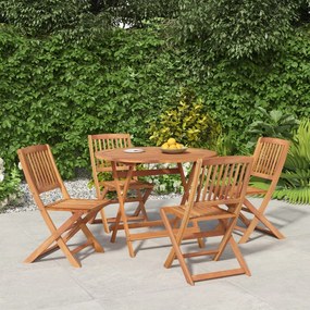 Set da pranzo per giardino 5 pz in legno massello di acacia