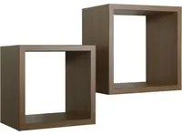 Set 2 Mensole Cubo da Parete Quadrato in Fibra di Legno Q-Bis Maxi Rovere Tabacco