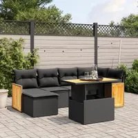 Set Divani da Giardino con Cuscini 7pz Nero Polyrattan 3274058