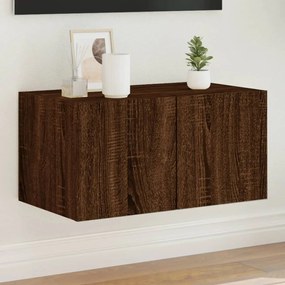 Mobile Tv A Parete Con Luci Led Rovere Marrone 60x35x31 Cm /