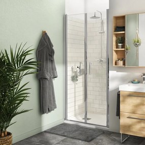 Porta doccia battente Remix L 87.5-91.5 cm x H 195 cm x SP 8 mm, profilo cromo