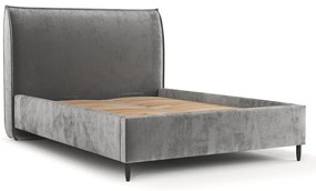 Letto matrimoniale imbottito grigio con spazio contenitivo e rete 180x200 cm Shell - Maison de Rêve