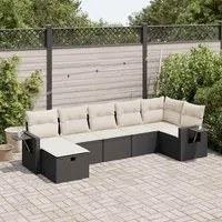 Set Divani da Giardino con Cuscini 7pz Nero Polyrattan 3325502