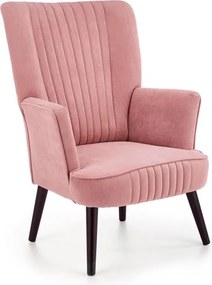 Poltrona imbottita Delgado in velluto rosa - H100 cm