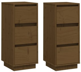 Credenze 2 pz marrone miele 32x34x75 cm legno massello di pino