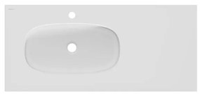 Lavabo a incasso rettangolare vasca a sinistra Modern L 46.0 x H 14.3 x P 101.0 cm in composito minerale di resina gelificata bianco opaco