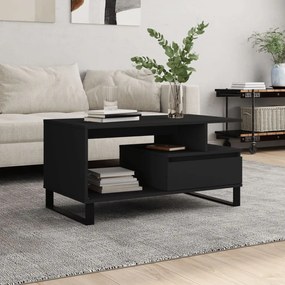 Tavolino Da Salotto Nero 90x49x45 Cm İn Legno Multistrato /