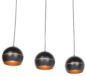 Lampada a sospensione di design nera con interno dorato 3 luci - Buell
