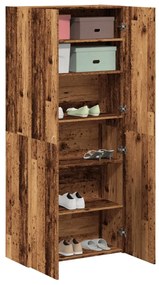 Scarpiera Legno Antico 80x35,5x180 Cm İn Legno Multistrato /