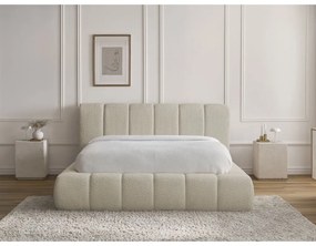 Letto matrimoniale imbottito beige contenitore e rete inclusi 180x200 cm Denali - Bobochic Paris