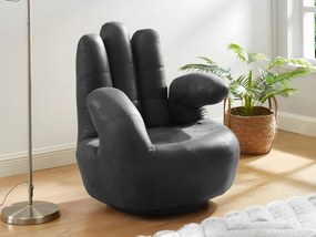Poltrona a forma di mano girevole in similpelle Nero - CATCHY