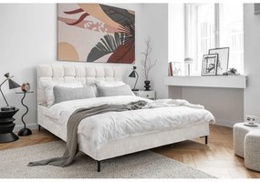 Letto matrimoniale imbottito color crema con rete inclusa 180x200 cm Eve – Miuform