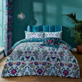 Set copripiumino e federa blu per letto singolo 135x200 cm Mya Tropical Floral – Catherine Lansfield