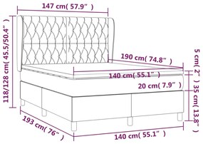 Giroletto a Molle con Materasso Grigio Scuro 140x190 cm Tessuto