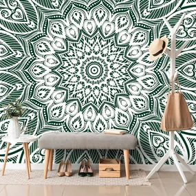Carta da parati – Mandala dell'armonia su sfondo verde