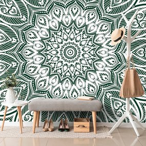 Carta da parati – Mandala dell'armonia su sfondo verde