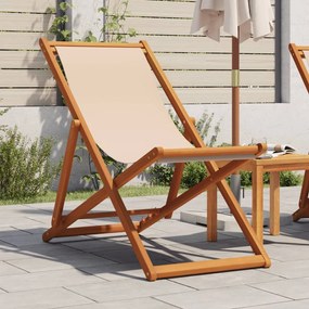 Sedia Da Spiaggia Pieghevole Beige Legno Di Eucalipto E Tessuto /