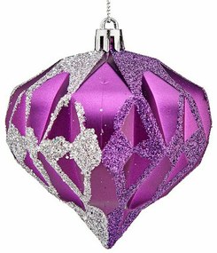 Set di palline di Natale Diamante Viola Argentato Plastica 8 x 9 x 8 cm (12 Unità)