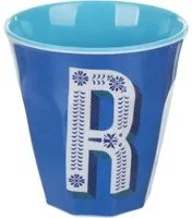 Bicchiere melammina blu lettera R 280 ml Maiolika