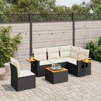 Set Divano da Giardino 6 pz con Cuscini Nero in Polyrattan 3259221