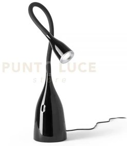 Gls022- lampada da tavolo nero lucido flessibile con braccio in sil...