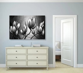 Stampa su tela – Fiori in stile etnico in bianco e nero