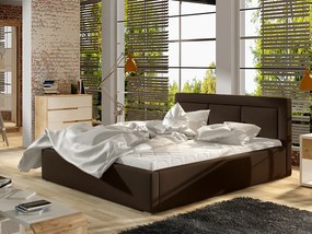 Letto matrimoniale con box contenitore Bordeaux - 160 x 200 cm , Ecopelle marrone scuro