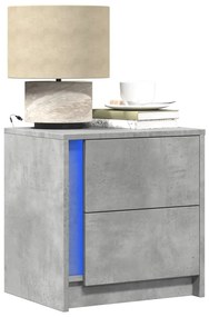 Comodini Con Luci Led 2pz Grigio Cemento İn Legno Multistrato /