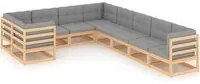 Set Divani da Giardino 9 pz con Cuscini Legno Massello di Pino cod mxl 40908