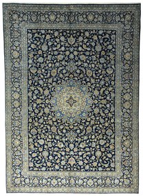 Kashan Tappeto 400 x 280 Blu (Iran) Annodato A Mano